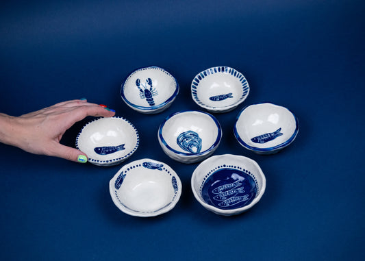 Fish with Solid Blue Rim Small Bowl