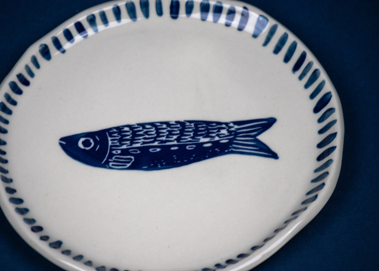 Fish Appetizer Plate Striped Rim - Variable