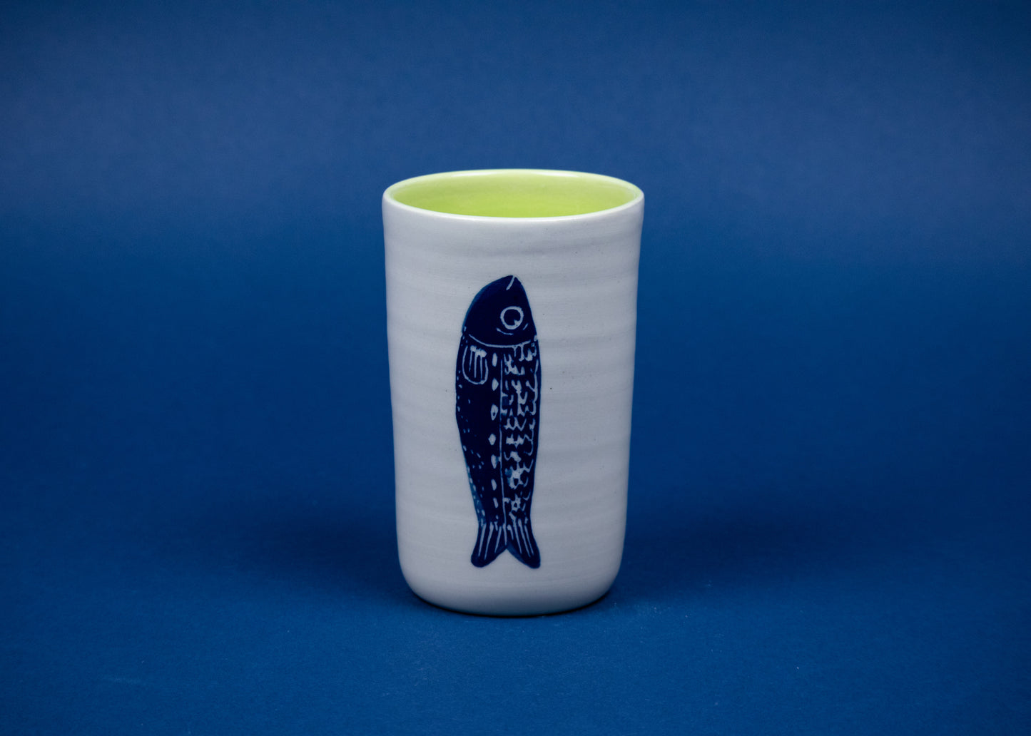 Ceramic Cup - Chartreuse Vertical Fish