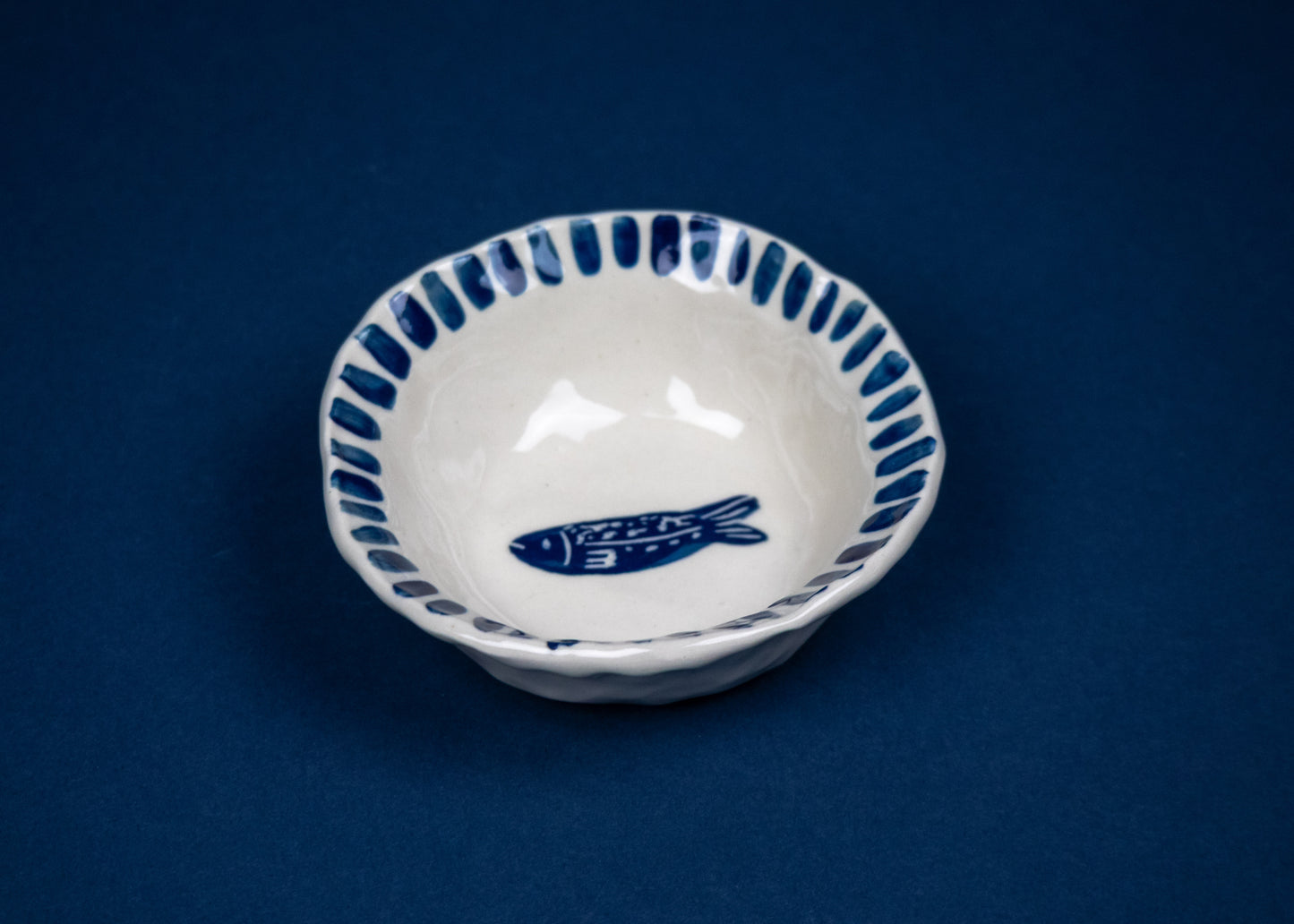 Fish with Striped Rim Small Bowl