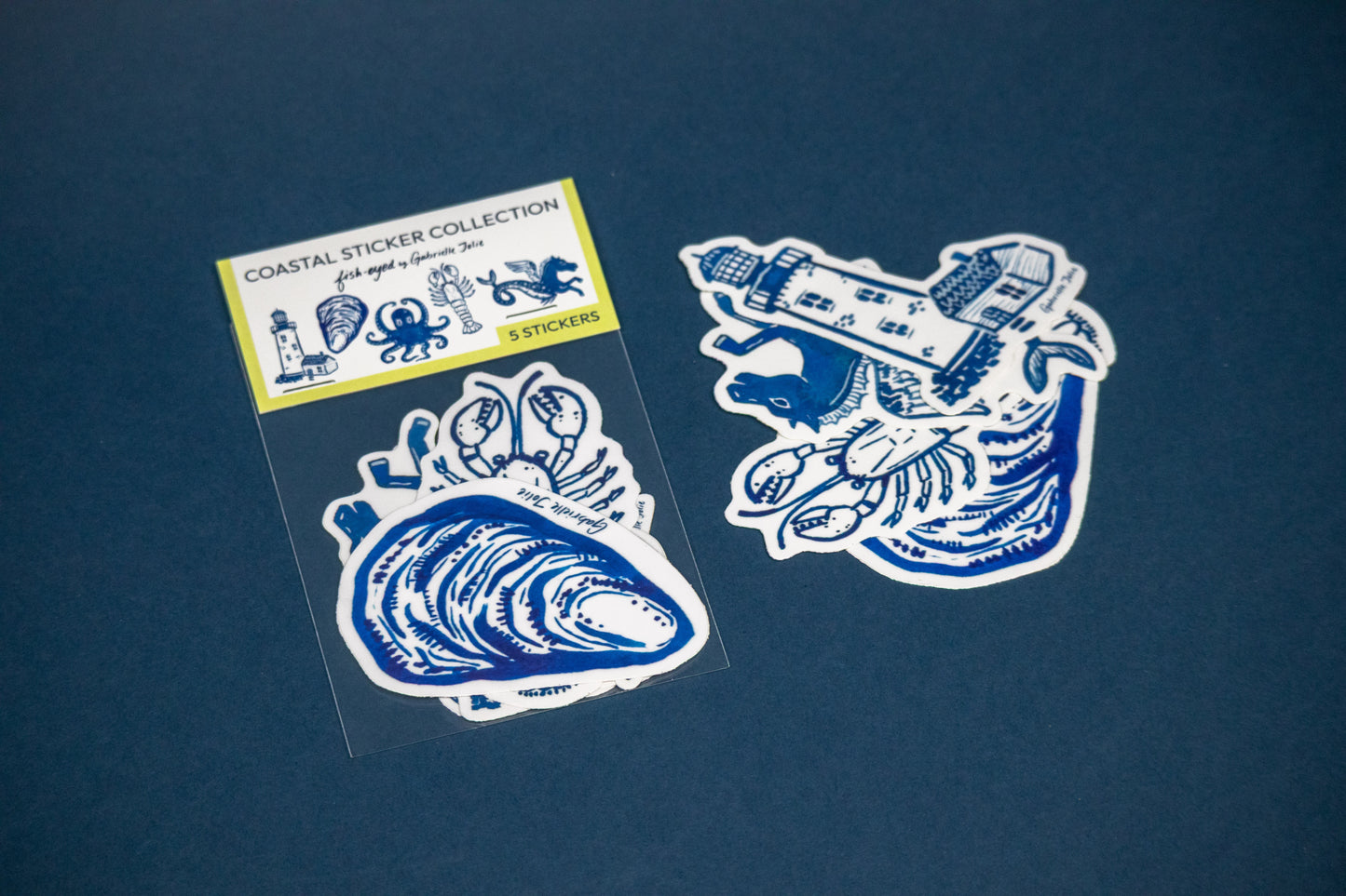 Blue Coastal Collection Sticker Set - Set of 5 Stickers