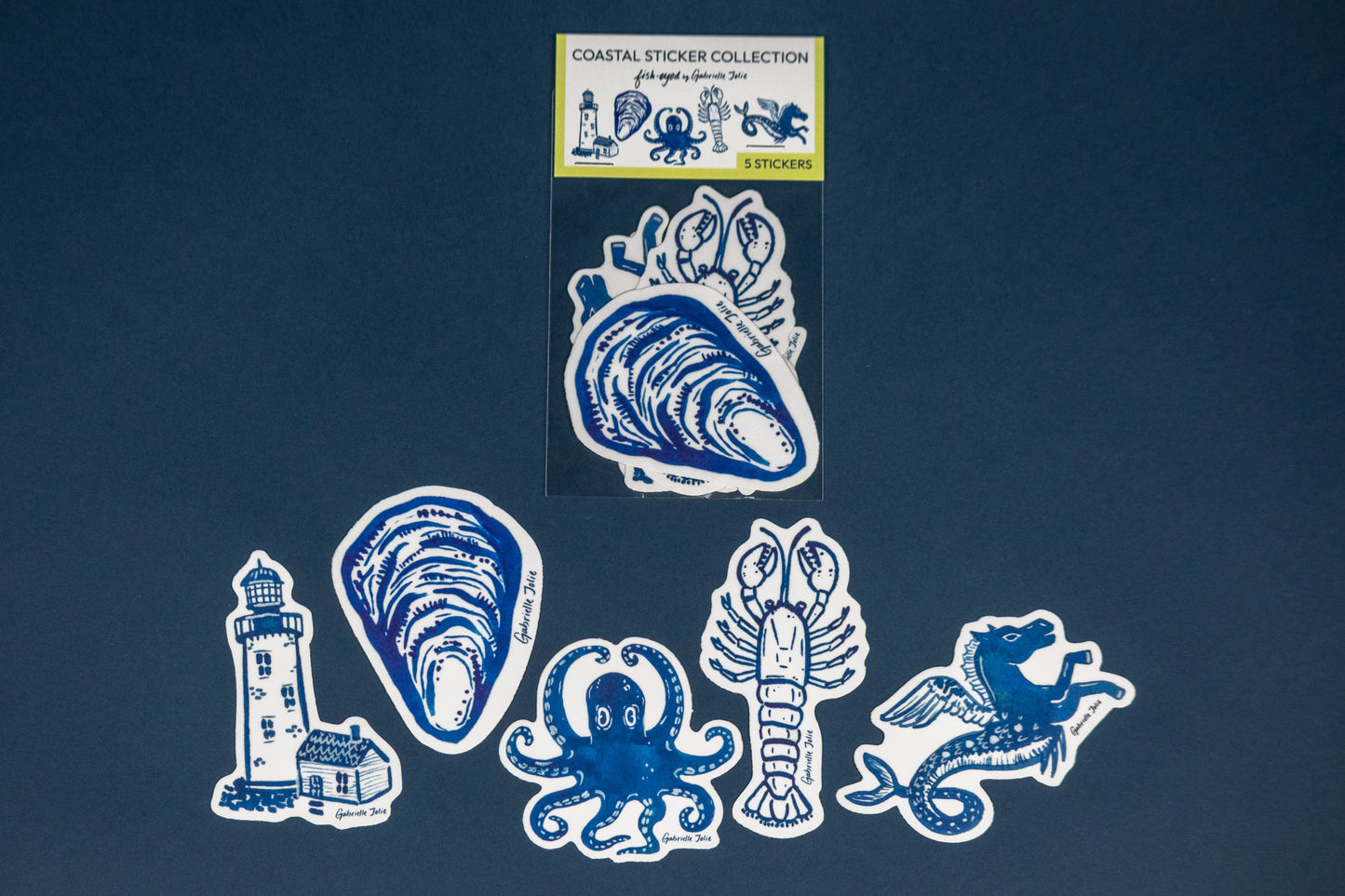 Blue Coastal Collection Sticker Set - Set of 5 Stickers