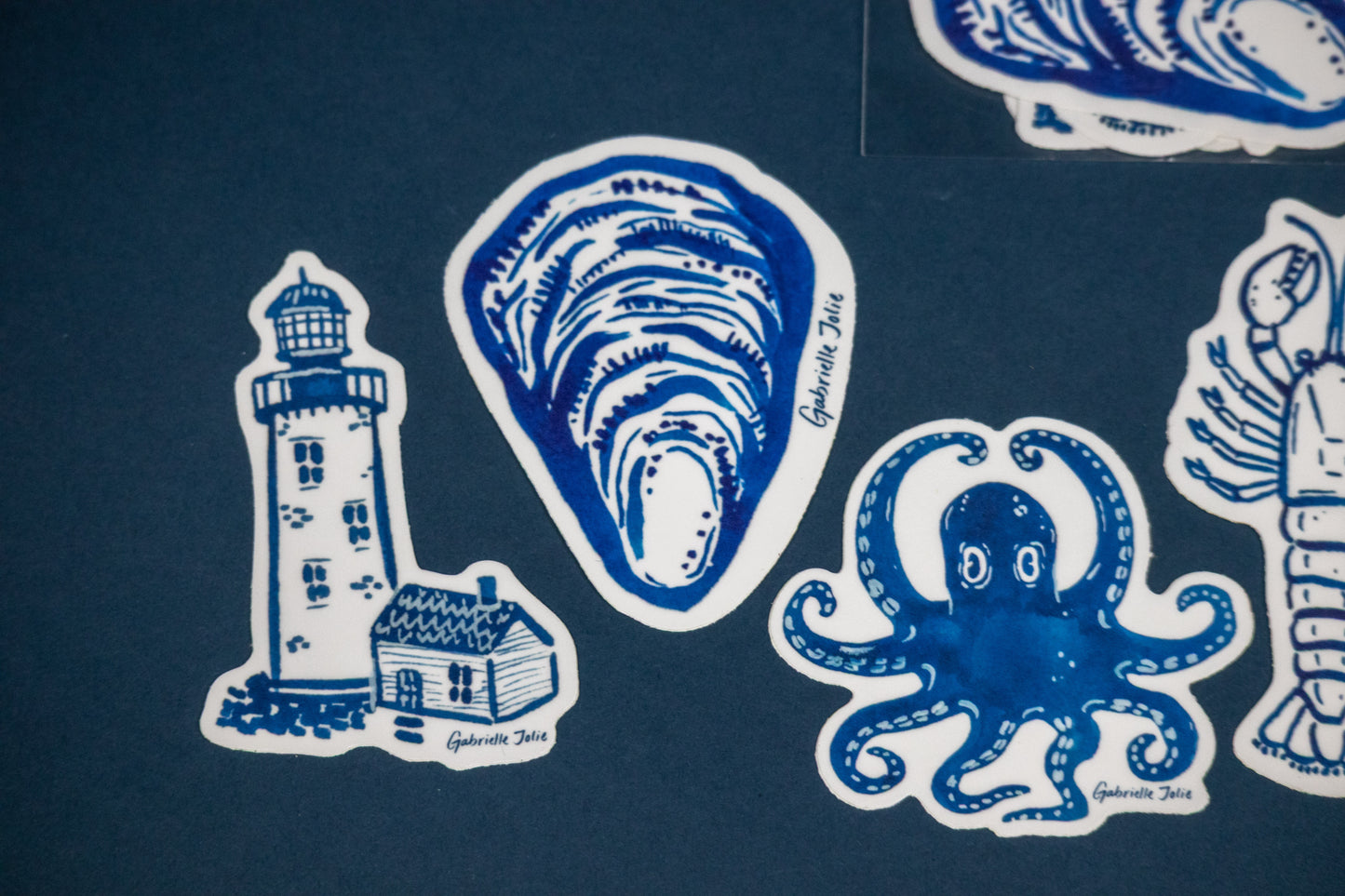 Blue Coastal Collection Sticker Set - Set of 5 Stickers