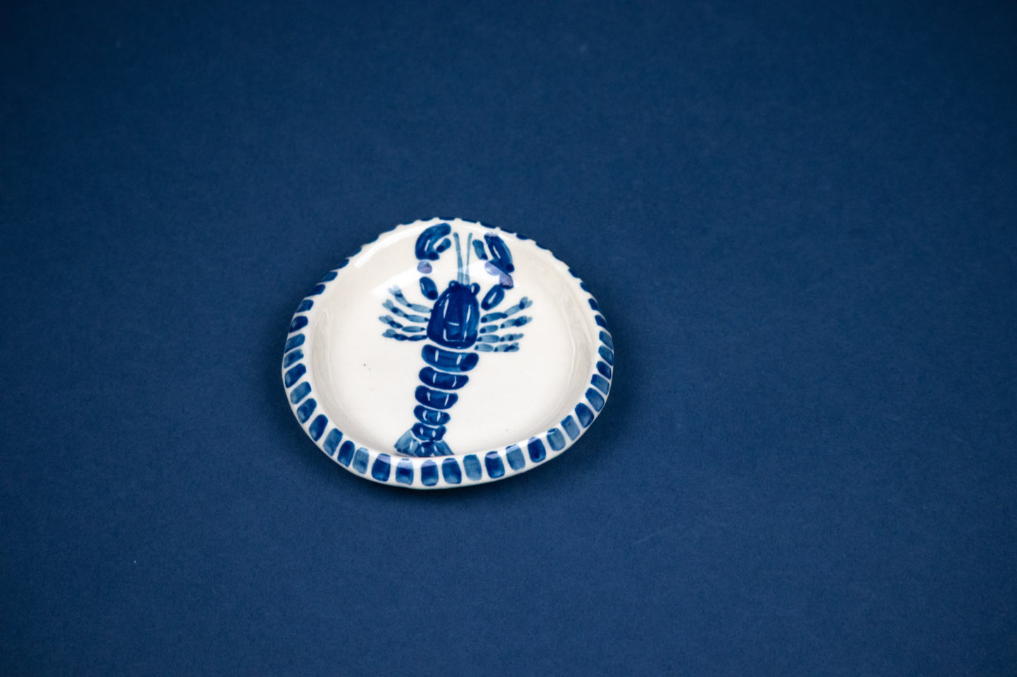 Blue Lobster with striped rim 3.5"