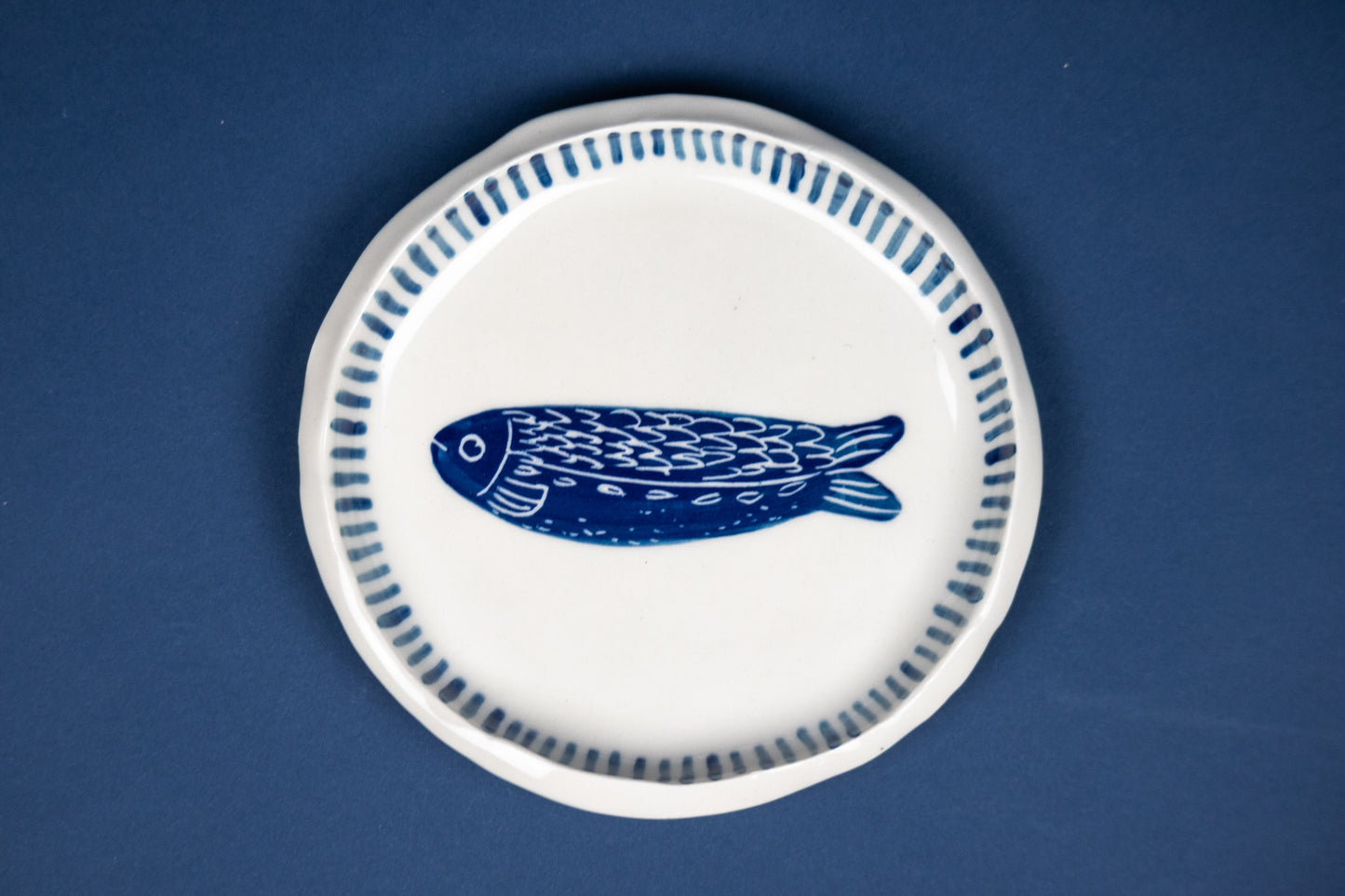 Fish Appetizer Plate Striped Rim - Variable
